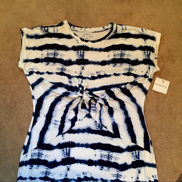 Liz Claiborne Striped Twist Front Dress - Picture 2 of 13